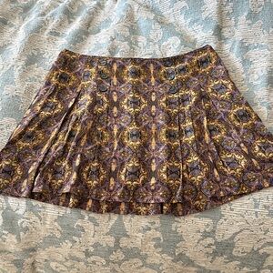Free People Purple and Gold Patterned Mini Skirt